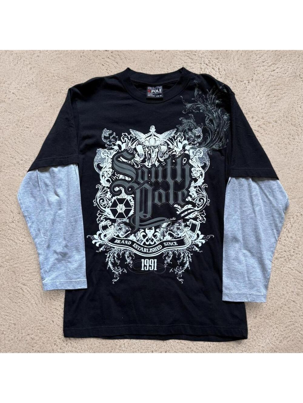 Crazy fire vintage Southpole black long sleeve shirt